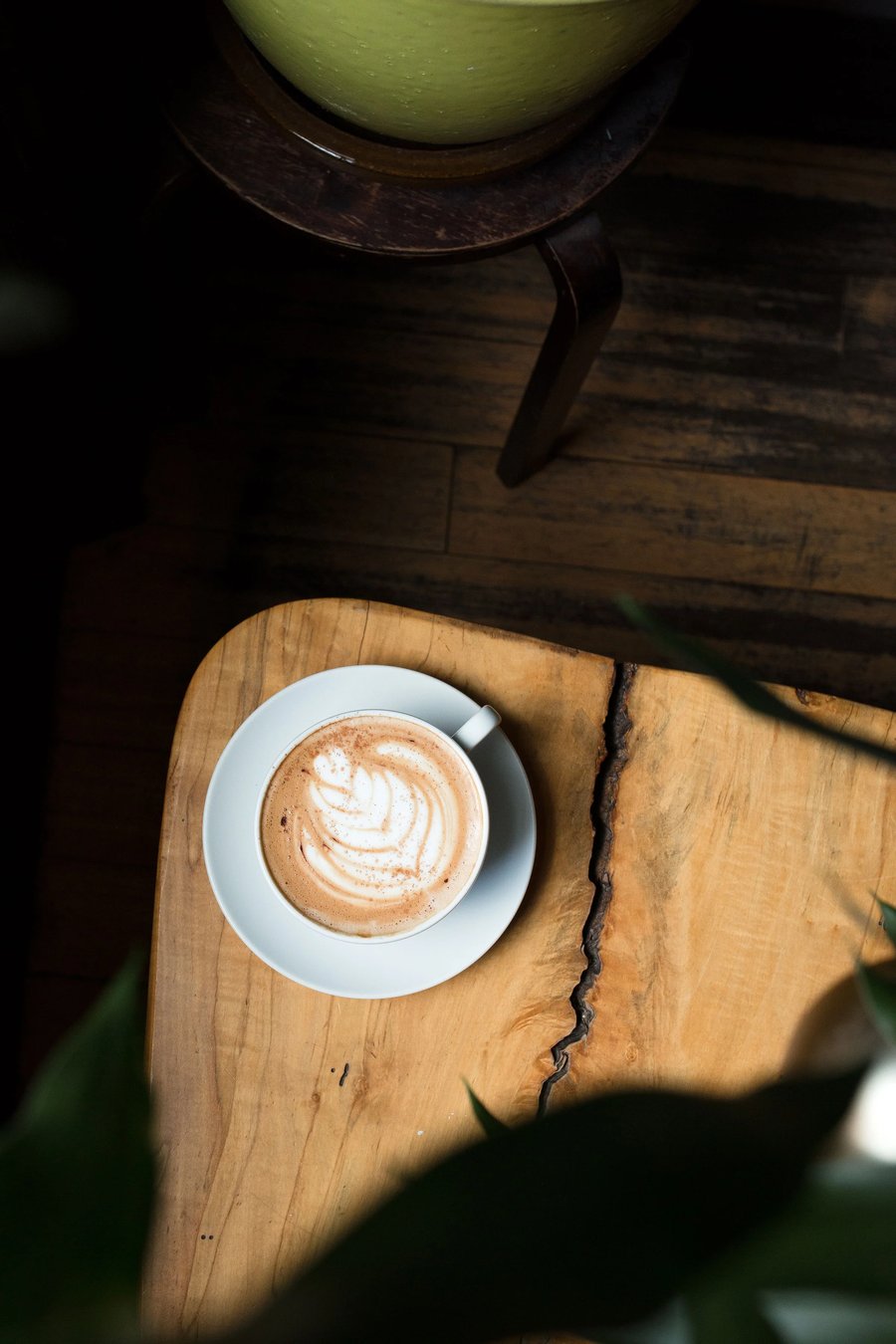 A latte on the counter